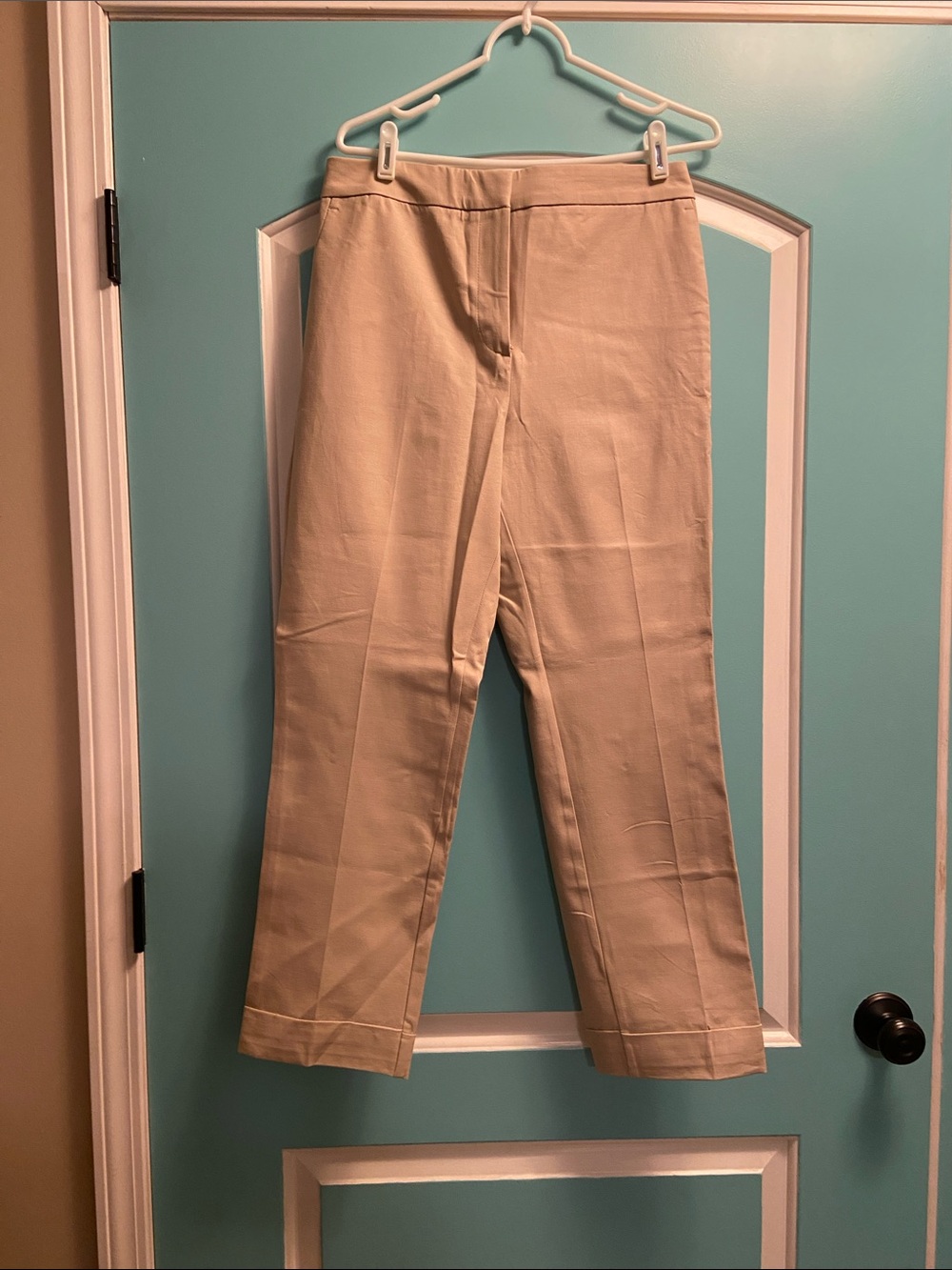 Ann Taylor Straight-Leg Pants in Light Cream